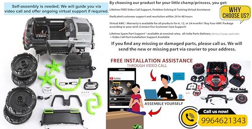 Image of Driving EV Cars for 1, 2, 3, 4, 5, 6 Years | Remote + Steering + Mobile App Control | Kids Jeeps (Thar Jumbo Size Jeep [1-8 Year Kids], Silver /Green)