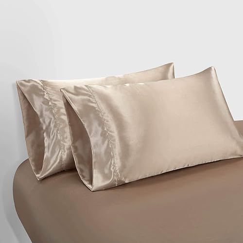 Miniatura 10 de Juego de sábanas de lujo versátil  Juego de sábanas de satén sedoso de 3 piezas con bolsillo profundo de 18 pulgadas  resistente a las arrugas  (1