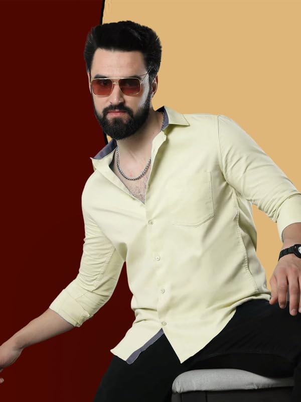 Image of Pinkmint Combo of Men Casual Cotton Blend Full Sleeves Formal Regular Slim Fit Plain Office Shirts