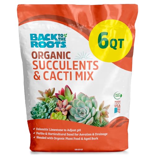Back to the Roots 100% Organic Succulent & Cacti Mix (6 Quart) | Made...