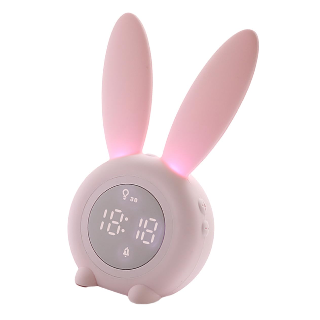 VALICLUD Reloj Despertador Infantil LED con Orejas de Conejo Recargable USB Magnético y Colgante Pequeño y Silencioso para Escritorio Color Rosa