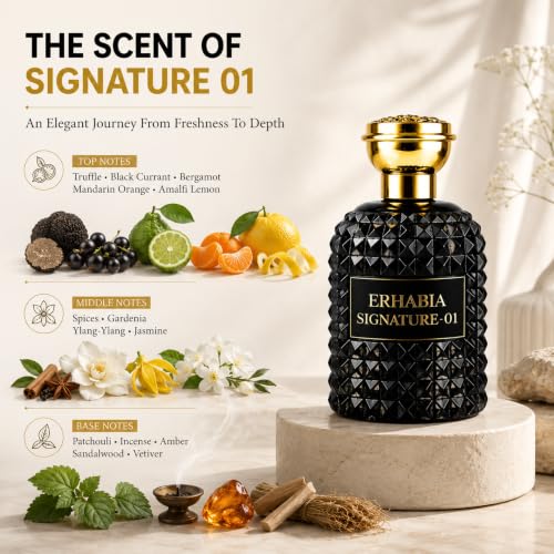Image of ERHABIA Signature 01 Men's Perfume | Long Lasting Premium Fragrance Spray | Luxury Strong Scent for Office, Party & Gift | 100 ml