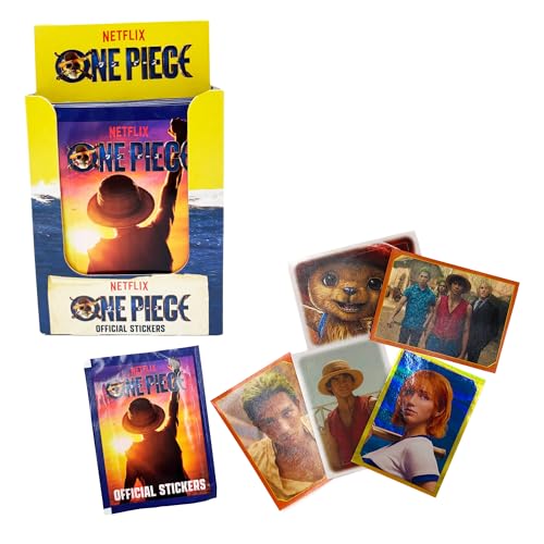 Bizak One Piece Stickers Cards - Scatola di 30 buste, 150 carte da collezione ufficiali con disegni olografici e fustellati ispirati alle stagioni 1 e 2, adesivi da collezione e da scambiare (64395000