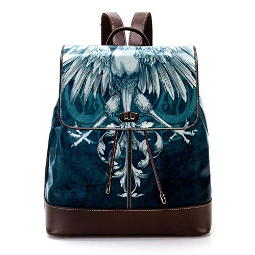 TIZORAX: Mochila de Piel sintética con diseño de águila y pájaros  Estilo Vintage