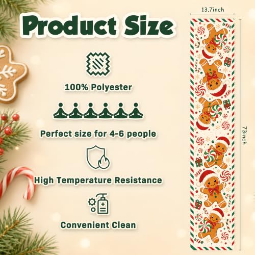 Christmas Decorations - Gingerbread Man Christmas Table Runner - image 3