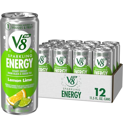 Image of V8 +SPARKLING ENERGY Lemon Lime Energy Drink, Made with Real Vegetable and Fruit Juices, 11.5 FL OZ Can (Pack of 12)