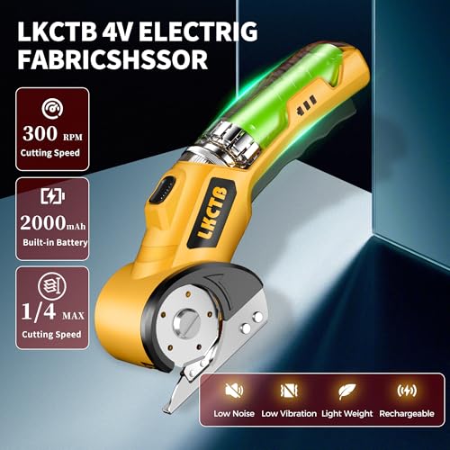 Electric Scissors with LED Light and Battery Display , High Speed Cardboard Cutter with Large Capacity Battery ,Suitable for Cutting Leather, Carpet and Plastic etc