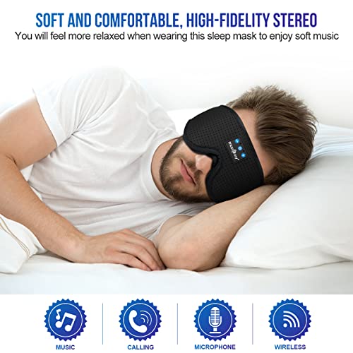 Image of MUSICOZY 3D Bluetooth 5.4 Sleep Headphones, Breathable Wireless Music Eye Mask, Sleeping Headphones with Headband for Side Sleepers, Women, Men, Air Travel, Unique Tech Gifts