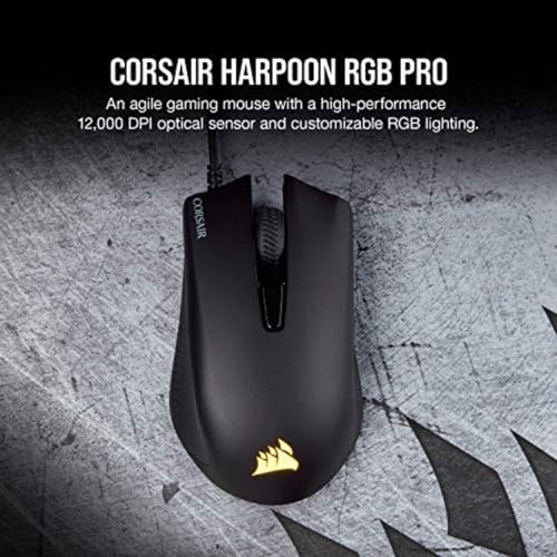 Image of Corsair Harpoon PRO RGB Wired Lightweight FPS /MOBA Gaming Mouse - 12,000 DPI - 6 Programmable Buttons - iCUE Compatible - PC, Mac, PS5, PS4, Xbox - Black