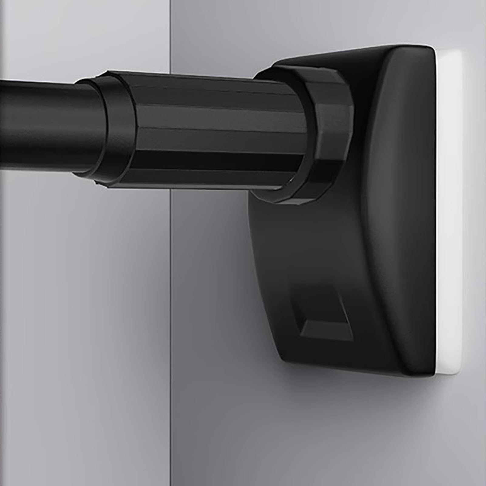 Barra de armario ajustable sin taladro, soportes de soporte extensibles para colgar la ropa con soporte de cortina resistente para armario o tubo de cortina de ducha (negro, 50 x 80 cm)