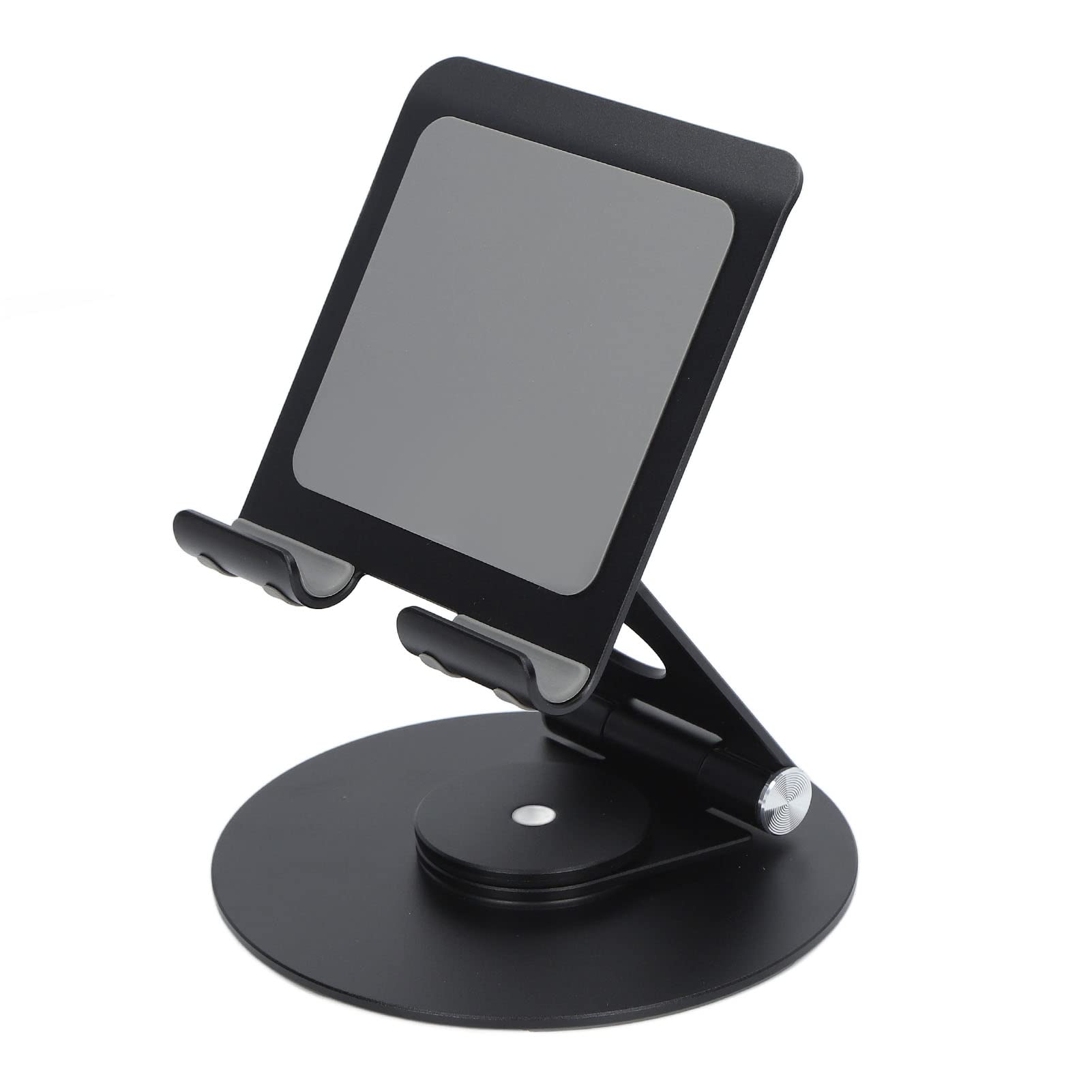 Supporto pieghevole per telefono con rotazione a 360 gradi, supporto da scrivania in alluminio ad altezza regolabile, base stabile per laptop fino a 17,3 pollici e smartphone (Nera)