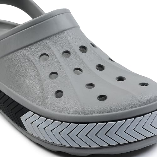 Image of Liberty A-HA LITEWALKXT Clogs for Men, Black & Light Grey | Casual Slip-On Slingback Clog for Walking, Outdoor /Indoor Use | Solid Pattern, Fashionable Sandals with Lightweight Regular wear