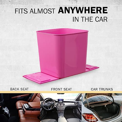 Image of Car Trash Can 1.4 Gallon with Stability Flap & Magic Strips - No-Tip Leakproof Car Garbage Bin for Car Floor, Mats, Front or Back Seat, SUV, Truck, Van, Vehicle Interior Organizer (Pink)