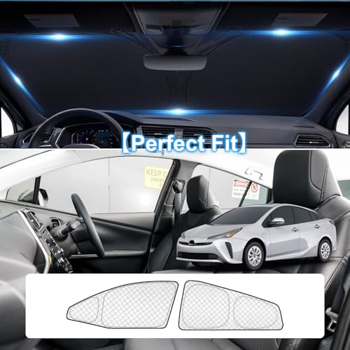 Image of KMF 6pcs Sun Shades for Toyota Prius Hatchback 2016-2022 Accessories (Not for Prius C or V),Full Car Window Covers Sunshade for Windshield Side Rear, UV Block and Privacy Blackout for Camping