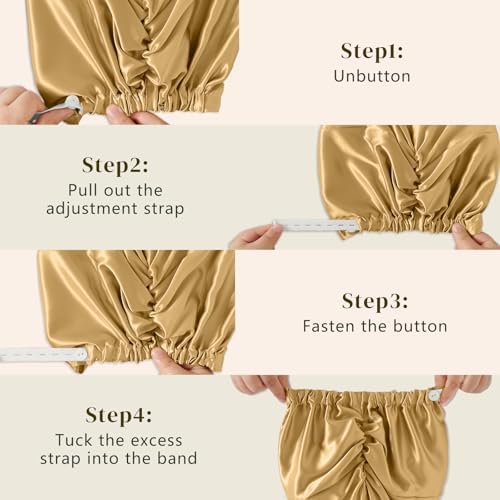  22 Momme 100% Mulberry Silk Bonnet for Sleeping Women, Gold thumbnail