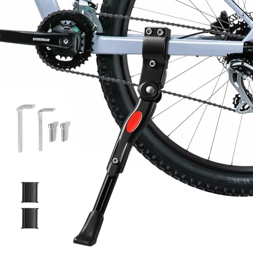 Oderra Pata de Cabra Bicicleta, Pies de Goma Antideslizantes Bicicleta Caballete Ajustable de Aleación de Aluminio, Se Adapta a 24', 25', 26', 27', 700C, BMX, VTT