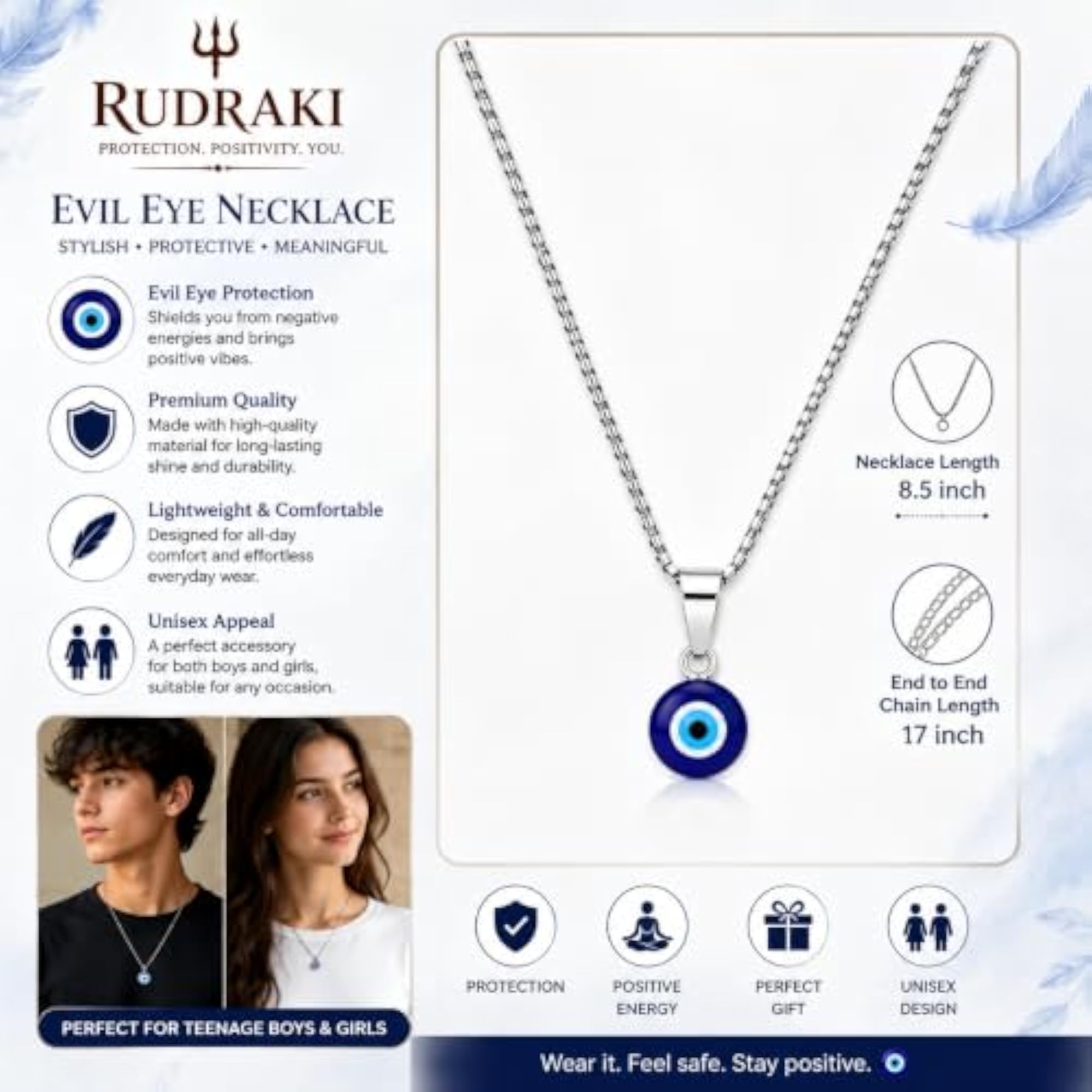 Stylish Evil Eye Pendant Necklace for Teens