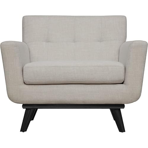 Tov Furniture The James Collection Mid-Century Modern Linen Fabric Upholstered Wood Living Room Accent Arm Chair, Beige #TOP3