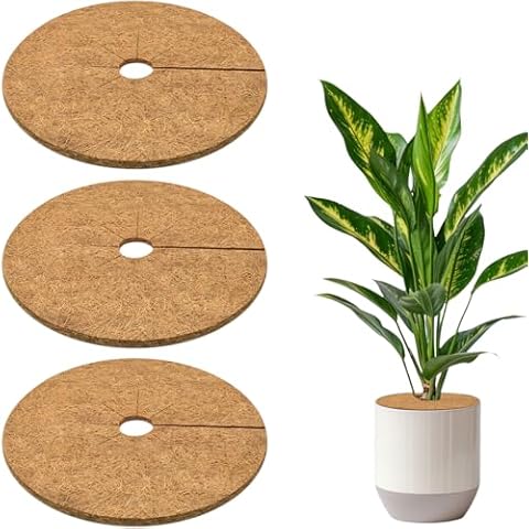 ZeeDix 3 Pcs Coconut Fibers Mulch Ring Tree Protector Mat,11.8 Inch 100% Natural Coco Coir Tree Protection,Tree Ring Mats Tree Disc Plant Cover for Indoor or Outdoor Cover