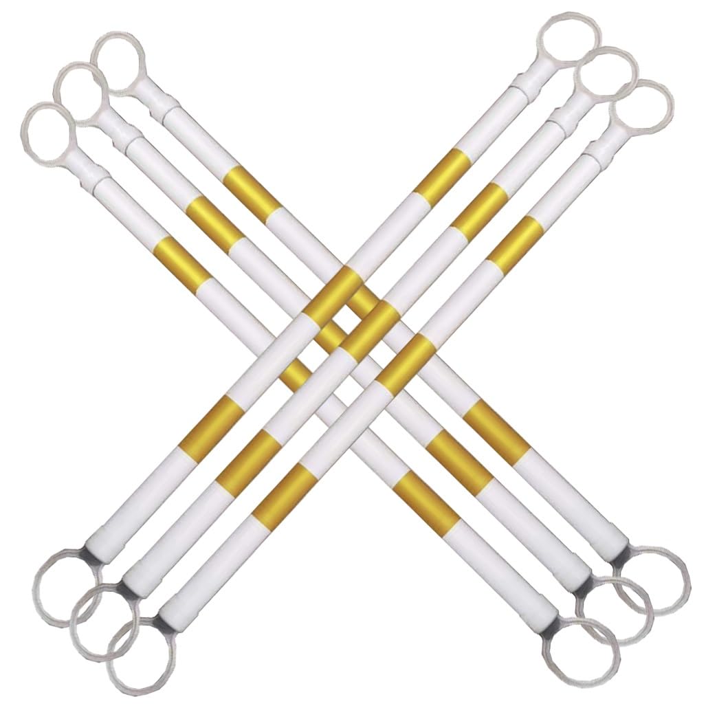 SGKOMN 12 Pcs Adjustable Reflective Traffic Cone Bar - 47-78 Inch Retractable Safety Barrier for Crowd Control & Temporary Security, Yellow & White Warning Divider, Yellow and White-6pcs