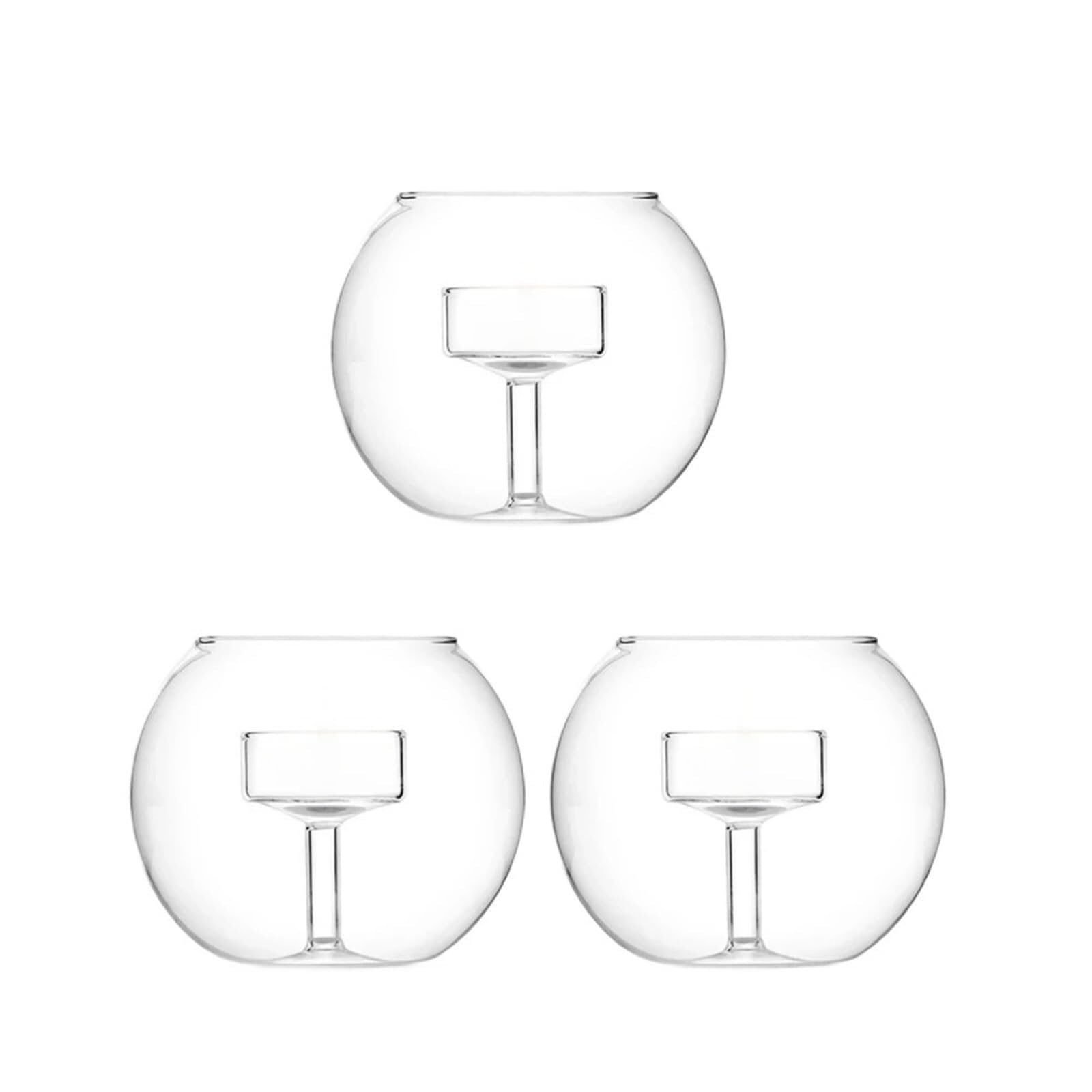 Candle Holders 9.0cm Clear Round Glass Tealight Votive For Wedding Party Centerpieces Decorations(3pcs No Candle)