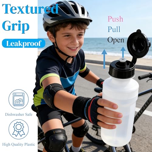 SOUJOY 10 Pack Sports Water Bottle, 21oz Plastic Squeeze Bottle with Easy Open Push/Pull Cap, BPA Free Reusable Team Water Bottle for Fitness, Gifts - Image 5