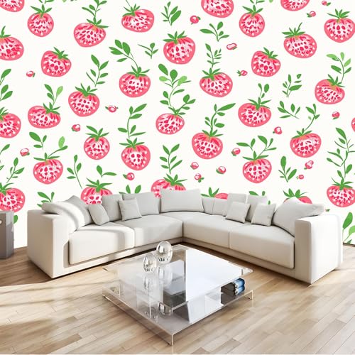 Papier peint photo fraise 300x210 cm intissé pour décoration murale