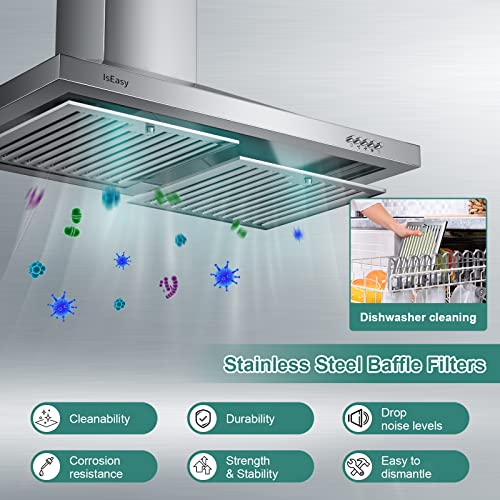 Iseasy TD1775Y Range Hood 30 Inch, Iseasy Wall Mount Vent Hood 500 Cfm thumb #4