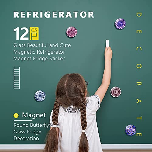 Esspoc 12Pcs Refrigerator Magnets Colorful Glass Fridge Magnets Decorative Modern Magnets For Whiteboard Office Cabinets Kitchen Bohemian Magnets Locker Cute Magnets Gift(Mandala), 30 X 30 X 8 Mm #TOP3