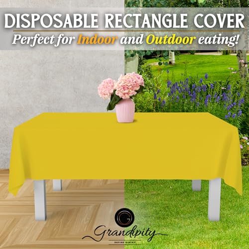 Image of Grandipity 24 Pack Premium Disposable Plastic Tablecloth 54 Inch. x 108 Inch. Decorative Rectangle Table Cover - Yellow