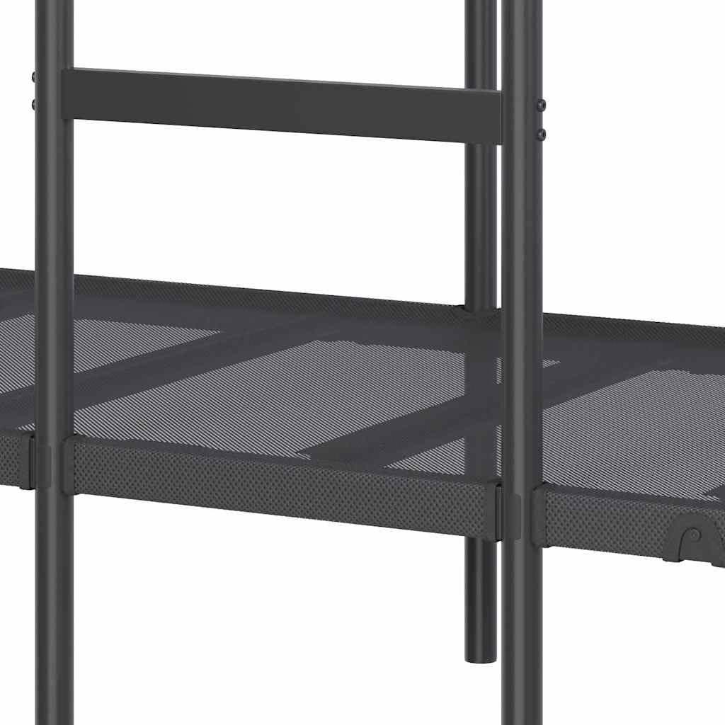 Literas Juveniles 90 x 190 con Escalera Litera Metálica 90 x 190 Litera Doble Estructura de Metal Ahorra espacio-Negro-90 x 190 cm