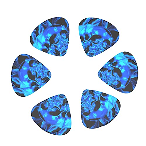 Lot de 12 médiators pour guitare électrique basse acoustique Motif tête de mort Bleu flamme Noir - Les Beatles, Paul McCartney, John Lennon, RIngo Starr, George Harrison Lot de 12 médiators pour guitare électrique basse acoustique Motif tête de mort Bleu flamme Noir – Image 3