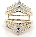 PURVIKA JEWELS 3Ct Round Lab Created Diamond Wedding Enhancer Wrap Guard Ring, 14k Yellow Gold Finish, Silver 925 (PINK, 7.25)