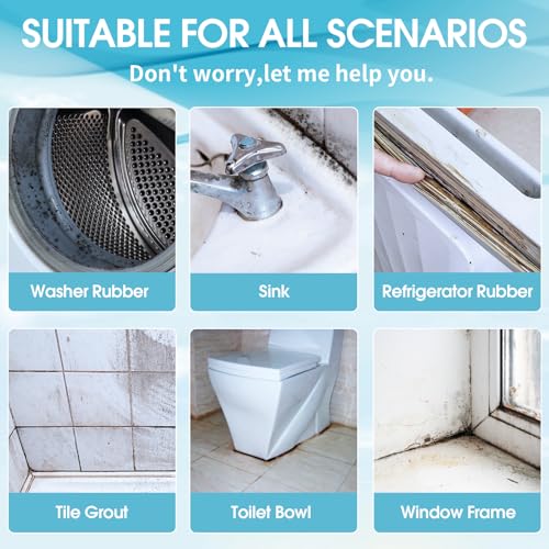 AIBRIT Remover Gel,Washing Machine Cleaner,Magic Cleaner for Refrigerator Strips,Showers,Grout Cleaner Home Sink,Kitchen Tile Cleaner,Household Cleaner 2 Pack,Each 7fl oz., White