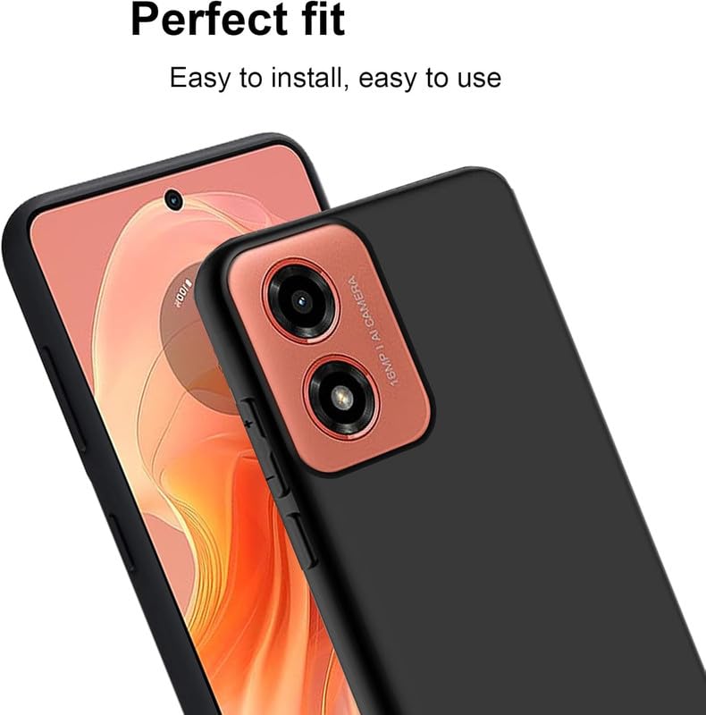 Image of FitSmart Shockproof Silicon Flexible Back Cover for Motorola Moto G04s (6.56 inch) - Black