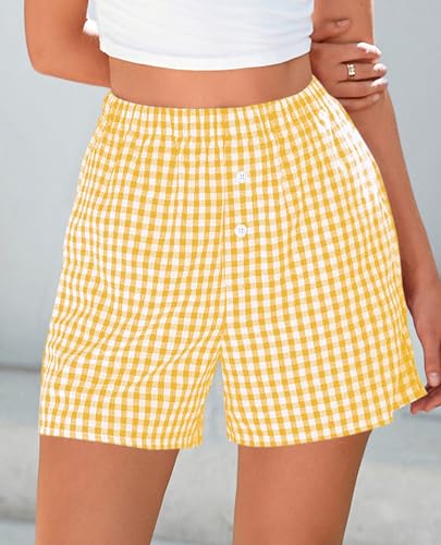 Image of PRETTYGARDEN Womens Summer Gingham Boxer Shorts