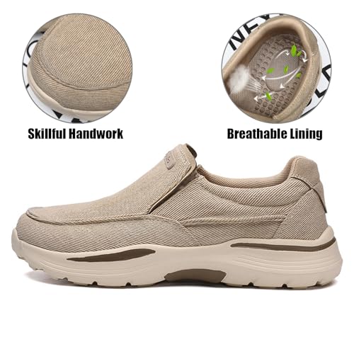 Men's Canvas Platform Arch Support Loafers Comfortable Non Slip Thick Flat Sole Slip-On Width Toe Box Casual Orthopedic Driving Work Walking Shoes2