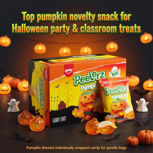 AMOS Peelerz Pumpkin Gummy, 8.47 oz (240g), Peelable Halloween Candy, Halloween Gummies, 10 Individual Packs for Trick or Treat & Parties - image 8