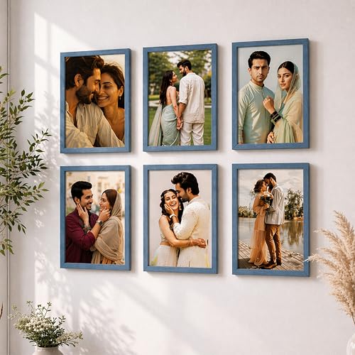Image of Art Street Premium Photo Frame for living room, Classic Aesthetic Design Photo Frames for Photograph, Art Work, Kids Room Set of 6 (8x12 Inch, Blue)