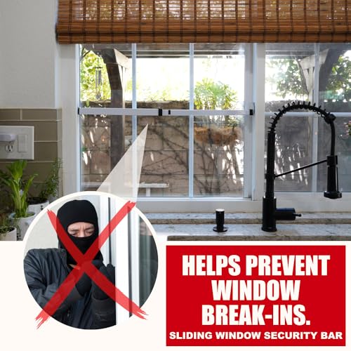 SecurityMan Window Security Bar - Easy Install for Horizontal/Vertical Windows - Adjustable Window Lock Bar (Child Proof/Heavy Duty Iron) - Extendable (14.25" to 37") Security Bars for Windows - White