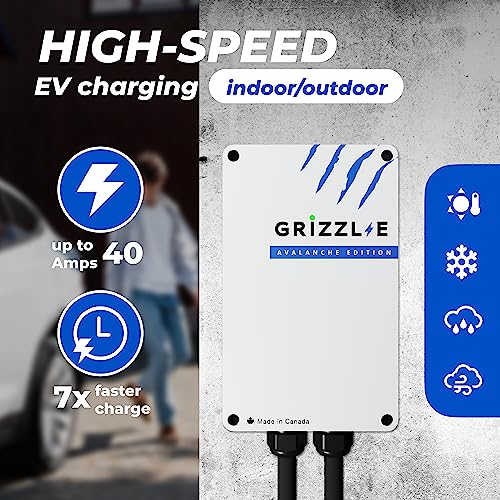 Image of Grizzl-E Classic Level 2 Electric Vehicle (EV) Charger up to 40 Amp, UL Certified Indoor /Outdoor Electric Car Fast Wall Charging Station, NEMA 6-50 Plug, 24 feet Premium Cable, Avalanche Edition