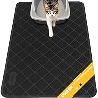 Conlun Katzenklo Matte Katzenstreu Matte, 61 x 43 cm Katzenklo Vorleger, Gitter Netz Streukontrolle Design Katzenklo Unterleger, Wasserdichtes Urinbeständiges Material, Leicht zu Reinigen (Schwarz)