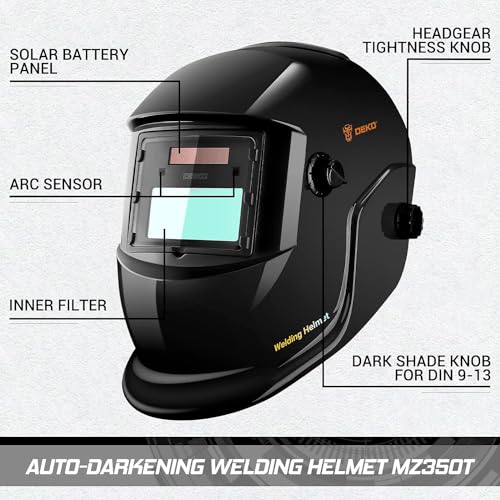 DEKO Welding Helmet Auto Darkening: True Color Solar Powered Auto Darkening Welding Helmets Welder Mask Hood (Bright Black) - Image 5