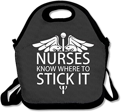 Nurses Know Where To Stick It Large & Thick Insulated Tote Bayfield Bags Black Lunch Bag For Men Women Kids Art Of Lunch