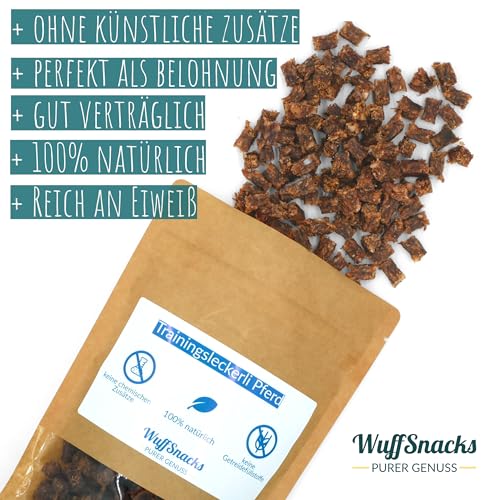 Getreidefreie Hunde Leckerlis vom Pferd | 500g | Trainingssnacks hypoallergen | 100% natürliche & zuckerfrei Trainingshappen | Leckereien für Hunde | Leckerli Hund | Dog Treats von WuffSnacks