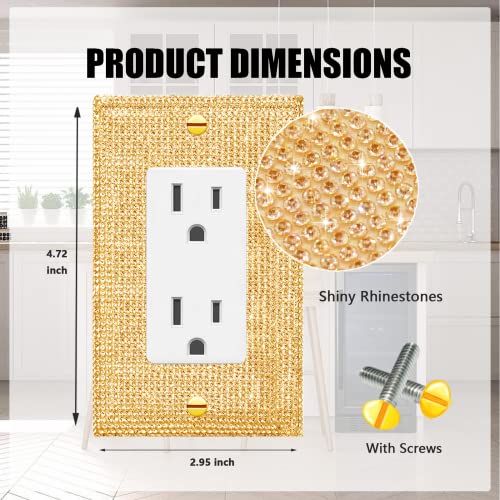 Image of 4 Pcs Shiny Silver Golden Rhinestones Outlet Covers Wall Plate Single Toggle Decorative Switch Plates And Outlet Covers Rhinestones Light Switch Cover