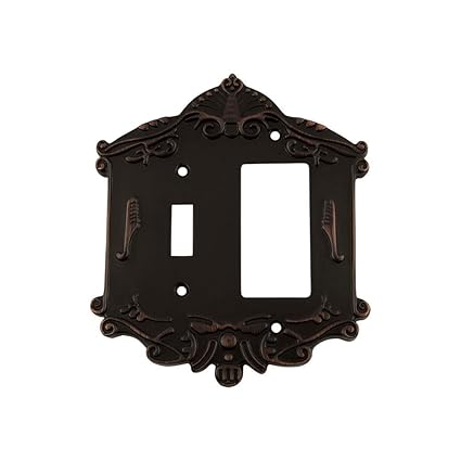 Nostalgic Warehouse 719658 Victorian Switch Plate with Toggle and Rocker, Timeless Bronze