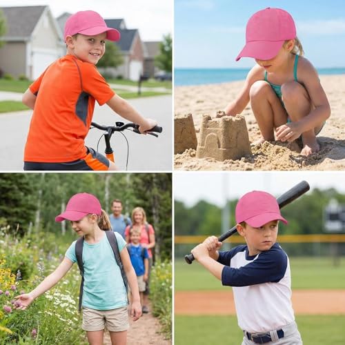 HTTDSLF Baseball Kappe Mädchen mit Pferdeschwanz, Schnell Trocknend, Netzstoff, Sportmütze für Kinder, Mädchen Baseballkappe Verstellbarer, Tennis Kappe Sonnenhut Visier, Basecap Schirmmütze (Rosa)