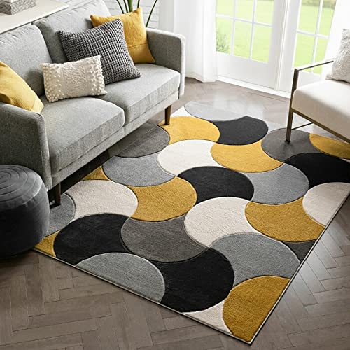 Image of Modern Contemporary Handmade Tufted Woolen Carpet for Living Room Bedroom and Hall Size 8 x 10 Feet Color Multi