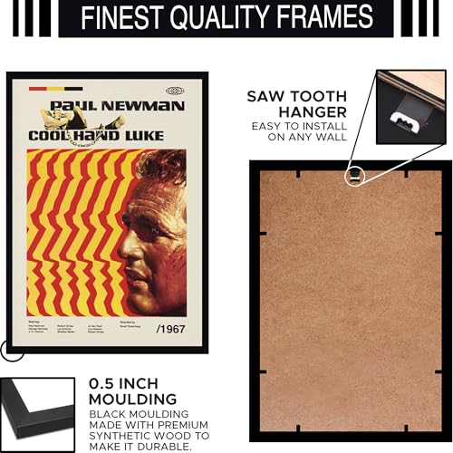 Image of BLINKART Cool Hand Luke Movie Poster Frame 8x12 Inch | Premium 300 GSM Paper Wall Print | Mid Century Vintage Film Artwork for Home, Bedroom, Living Room, Office | Framed Photo Decor